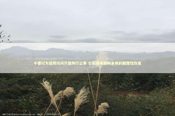 不要以为官网访问只是例行公事 它能带来前所未有的颠覆性改变 新闻
